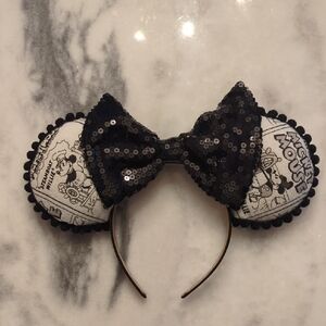 Steamboat Willie Inspired Sequin Bow Mickey Mouse Ears Headband